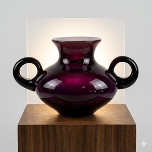 Bischoff Amethyst Cased Glass Two Handle Vase‎ Decanter A-3 1959 Catalog